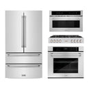 ZLINE 4-Piece Appliance Package - 48-Inch Rangetop, 30” Wall Oven, 36” Refrigerator, and 30-Inch Microwave Oven in Stainless Steel (4KPR-RT48-MWAWS)
