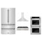 ZLINE 4-Piece Appliance Package - 36-Inch Rangetop, 30-Inch Double Wall Oven, 36-Inch Refrigerator, and Convertible Wall Mount Hood in Stainless Steel (4KPR-RTRH36-AWD)