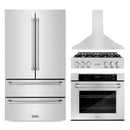 ZLINE 4-Piece Appliance Package - 36-Inch Rangetop, 30” Wall Oven, 36” Refrigerator, and Convertible Wall Mount Hood in Stainless Steel (4KPR-RTRH36-AWS)