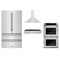 ZLINE 4-Piece Appliance Package - 48-Inch Rangetop, 30-Inch Double Wall Oven, 36-Inch Refrigerator, and Convertible Wall Mount Hood in Stainless Steel (4KPR-RTRH48-AWD)