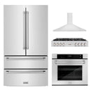 ZLINE 4-Piece Appliance Package - 48-Inch Rangetop, 30” Wall Oven, 36” Refrigerator, and Convertible Wall Mount Hood in Stainless Steel (4KPR-RTRH48-AWS)
