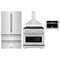 ZLINE 4-Piece Appliance Package - 36-Inch Gas Range, Refrigerator, Convertible Wall Mount Hood, and Microwave Drawer in Stainless Steel (4KPR-SGRRH36-MW)