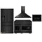 ZLINE 4-Piece Appliance Package - 48-Inch Gas Range, Refrigerator with Water Dispenser, Convertible Wall Mount Hood, and Microwave Oven in Black Stainless Steel (4KPRW-SGRBRH48-MWO)