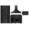 ZLINE 4-Piece Appliance Package - 48-Inch Gas Range, Refrigerator with Water Dispenser, Convertible Wall Mount Hood, and Microwave Drawer in Black Stainless Steel (4KPRW-SGRBRH48-MWD)