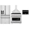 ZLINE 4-Piece Appliance Package - 36-Inch Gas Range, Refrigerator with Water Dispenser, Convertible Wall Mount Hood, and Microwave Oven in Stainless Steel (4KPRW-SGRRH36-MWO)