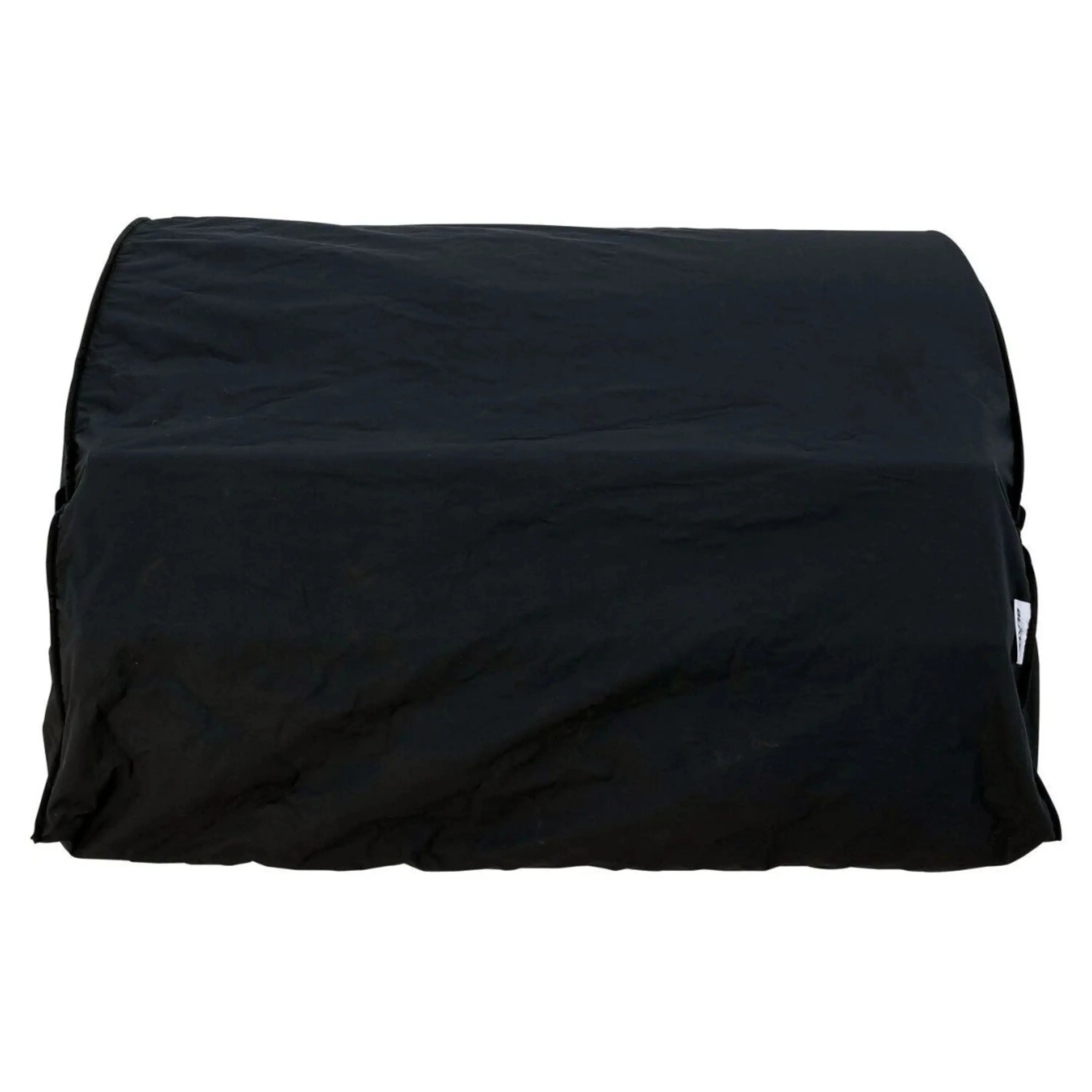 Black grill cover for built-in 32-inch gas grill with fitted bottom edge