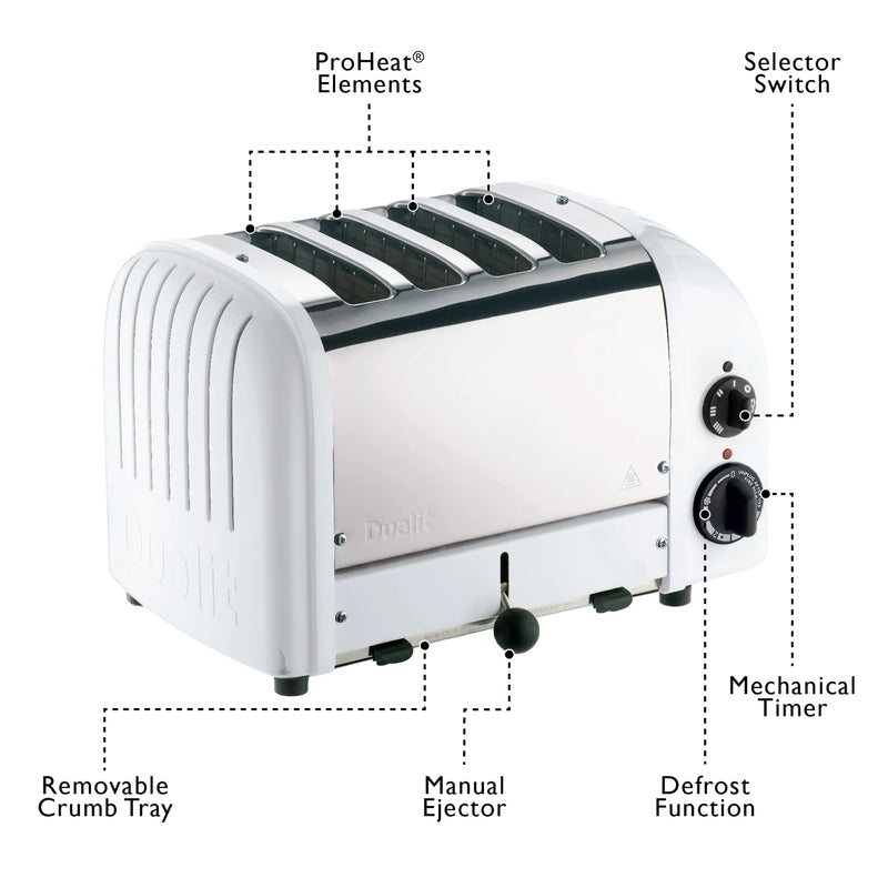 Dualit 4 Slice NewGen Toaster in White (47153)