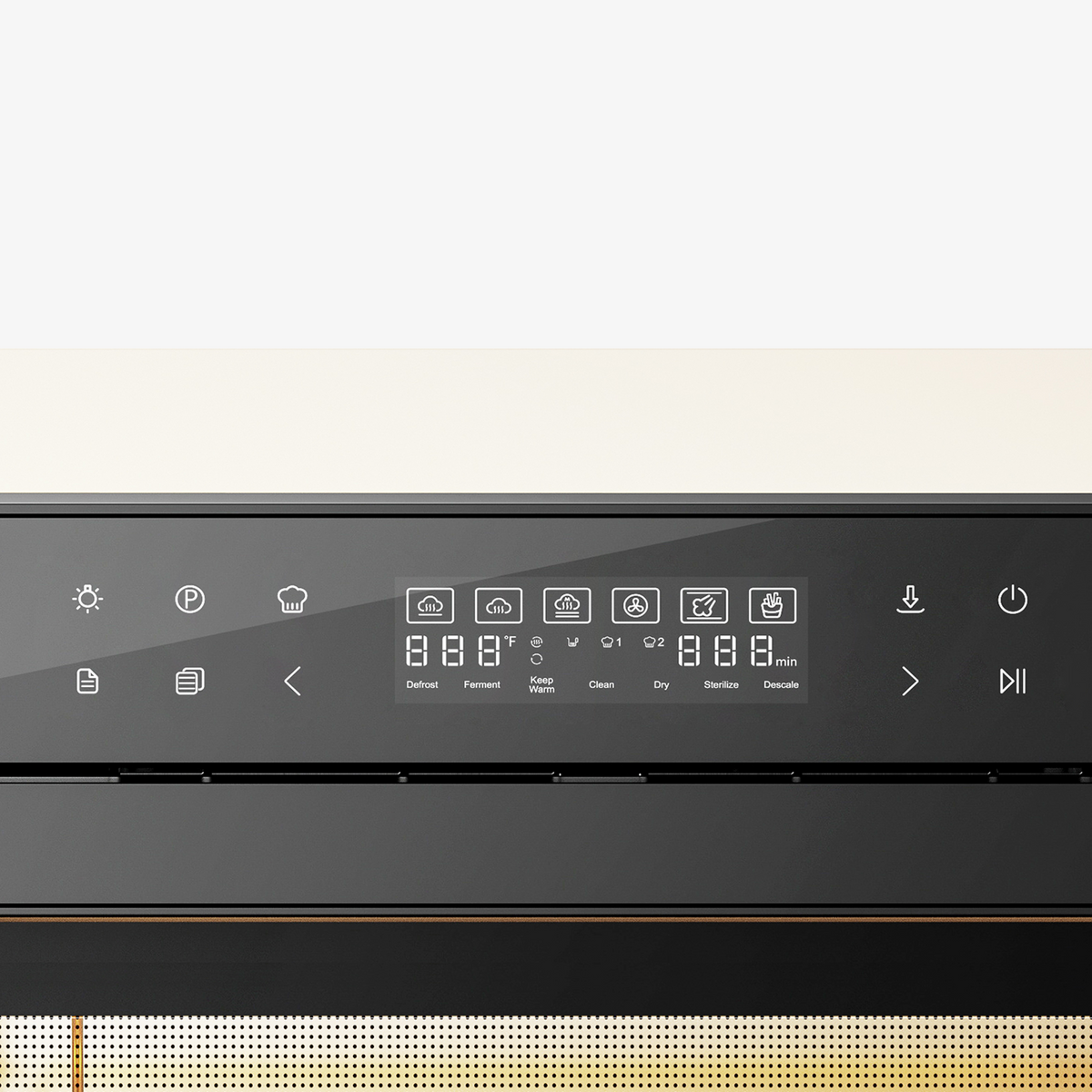 ROBAM combi steam oven control panel with icons and digital display
