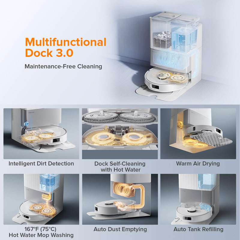 Roborock Qrevo Edge S5A Robot Vacuum with Multifunctional Dock 3.0, 18500 Pa Suction Power