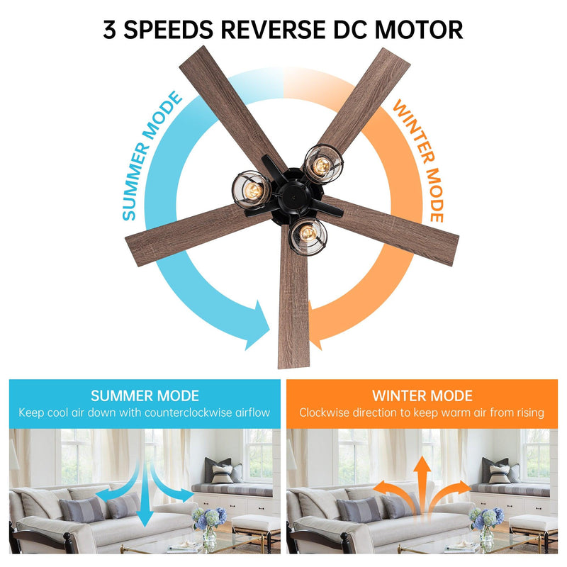 Parrot Uncle 52-Inch Kashmir Traditional Downrod Mount Reversible Ceiling Fan with Lighting and Remote Control (F6352110V)