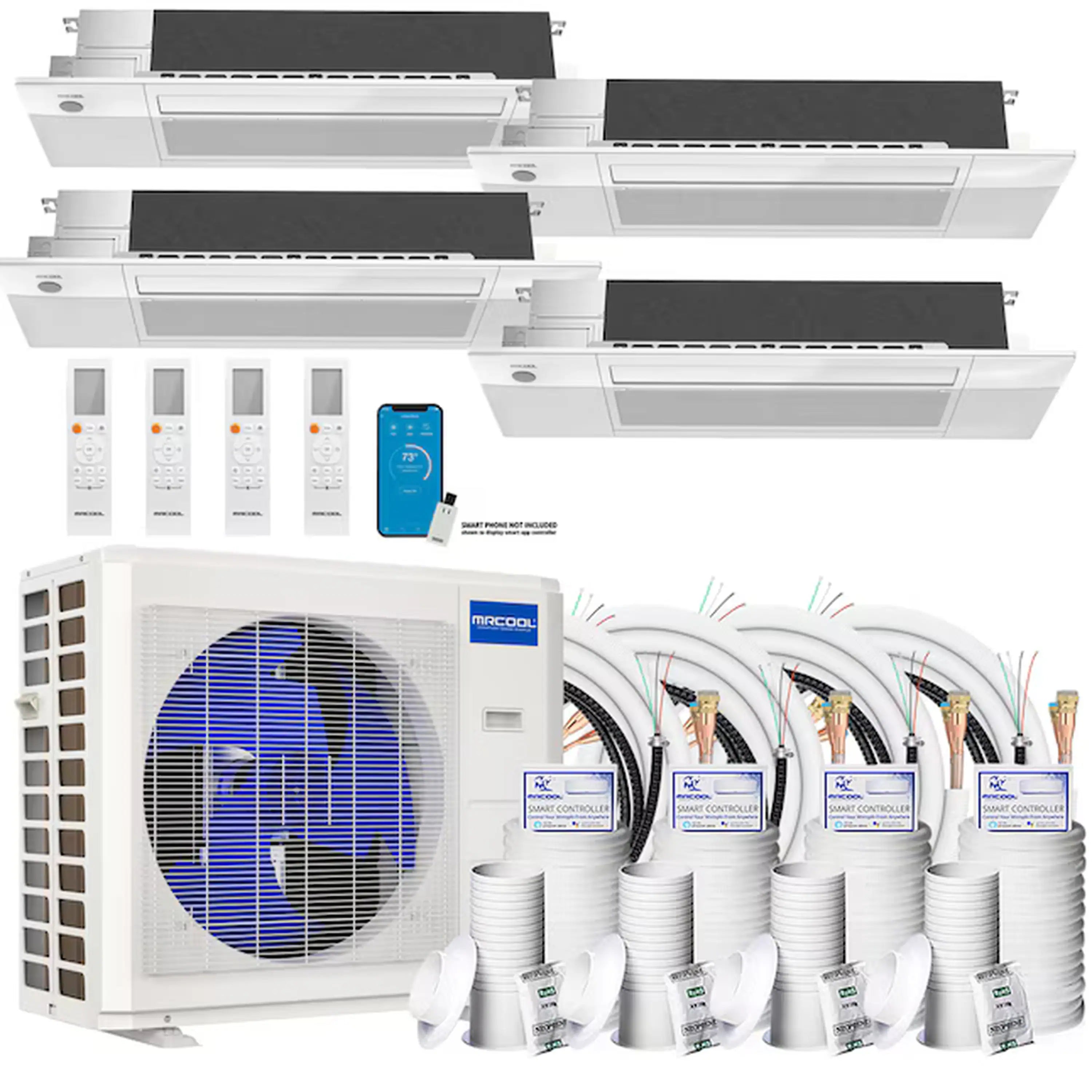 MRCOOL 4-zone ductless mini split outdoor unit kit with four indoor ceiling cassettes