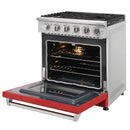 Kostch 30-Inch Gas Range with 5 Burners & 4.55 Cu. Ft. Convection Oven in Red (KOS-30RG03M-R)