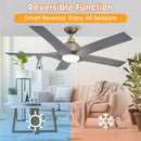 Parrot Uncle 56-Inch Genoa Farmhouse DC Motor Downrod Mount Reversible Ceiling Fan with Lighting and Remote Control (BBLDA158A)