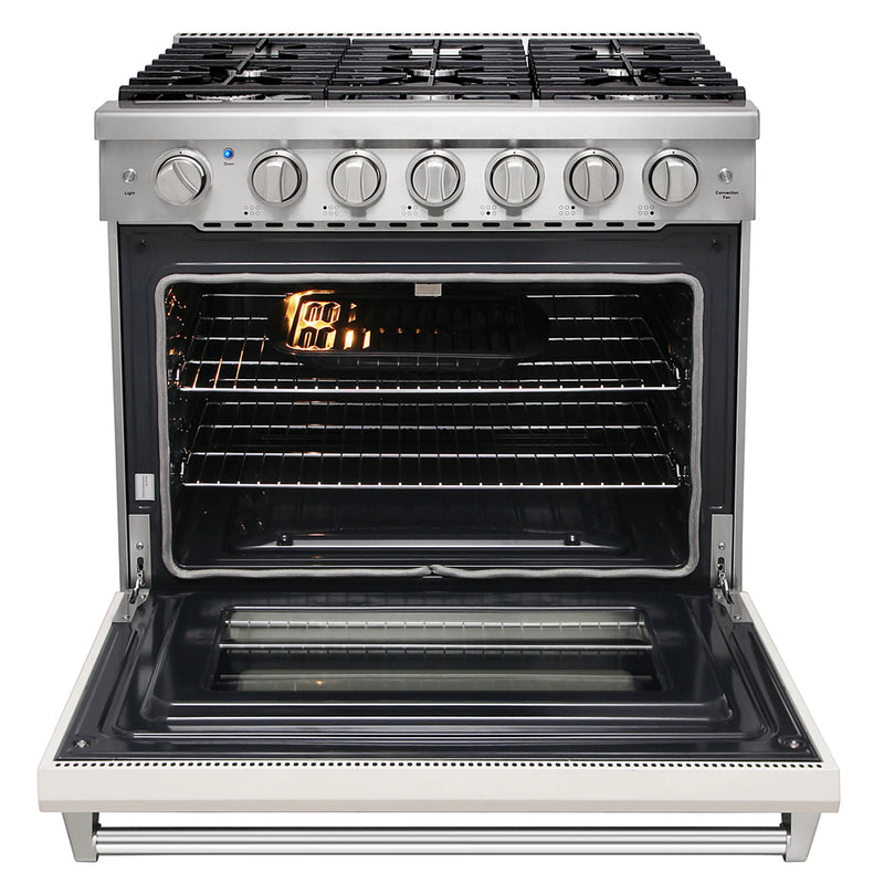 Kostch 36-Inch Propane Gas Range with 6 Burners & 6.0 Cu. Ft. Convection Oven in White (KOS-36RG03MLP-W)