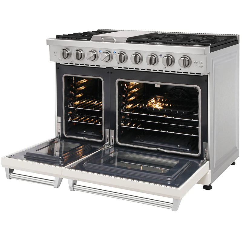 Kostch 48-Inch Propane Gas Range with 6 Burners, Griddle Cooktop & 6.8 Cu. Ft. Convection Oven in White (KOS-48RG03MLP-W)
