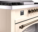 ILVE Nostalgie II 60-Inch Propane Gas Dual Fuel Range with 7 Burners, Griddle, & French Top with Triple Glass Door Oven in Antique White with Bronze Trim (UP60FSNMPAWBLP)