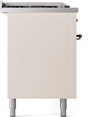 ILVE Nostalgie II 60-Inch Propane Gas Dual Fuel Range with 7 Burners, Griddle, & French Top with Triple Glass Door Oven in Antique White with Bronze Trim (UP60FSNMPAWBLP)