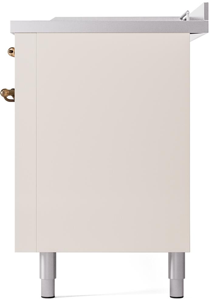 Antique white range cabinet front panel with four legs and top vent section