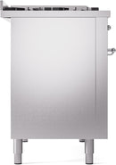 ILVE Nostalgie II 48-Inch Freestanding Natural Gas Dual Fuel Range in Stainless Steel with Chrome Trim (UP48FNMPSSC)