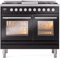 ILVE Professional Plus II 40-Inch Freestanding Natural Gas Dual Fuel Range with 6 Sealed Burner in Glossy Black (UPD40FWMPBK)