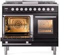 ILVE Professional Plus II 40-Inch Freestanding Propane Gas Dual Fuel Range with 6 Sealed Burner in Glossy Black (UPD40FWMPBKLP)