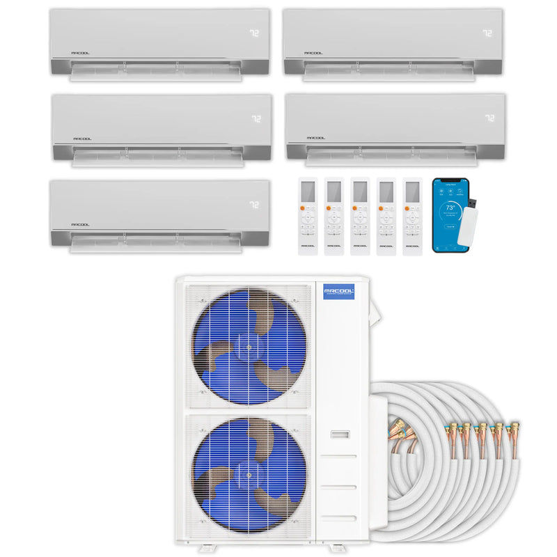 MRCOOL Olympus 4th Gen Mini Split - 5-Zone 48,000 BTU  Air Conditioner and Heat Pump Condenser with 9K + 9K + 9K + 9K + 9K Wall Mount Air Handlers