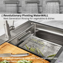 Forno Acqua 33-Inch Drop-In/Undermount 3-Level Workstation Sink with Faucet, Waterfall & Glass Rinser (D-WP30)