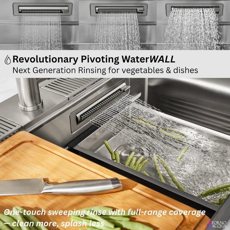 Forno Acqua 45-Inch Drop-In/Undermount 3-Level Workstation Sink with Two Faucets & Glass Rinser (J-WP31)