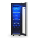 TCL 12 Bottle 1.24 Cu. Ft. Wine Cooler, Low Noise Operation, Digital Controls, LED Lighting, Glass Doors, Freestanding (TRW12F6AS)