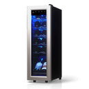 TCL 12 Bottle 1.24 Cu. Ft. Wine Cooler, Low Noise Operation, Digital Controls, LED Lighting, Glass Doors, Freestanding (TRW12F6AS)