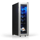 TCL 12 Bottle 1.24 Cu. Ft. Wine Cooler, Low Noise Operation, Digital Controls, LED Lighting, Glass Doors, Freestanding (TRW12F6AS)
