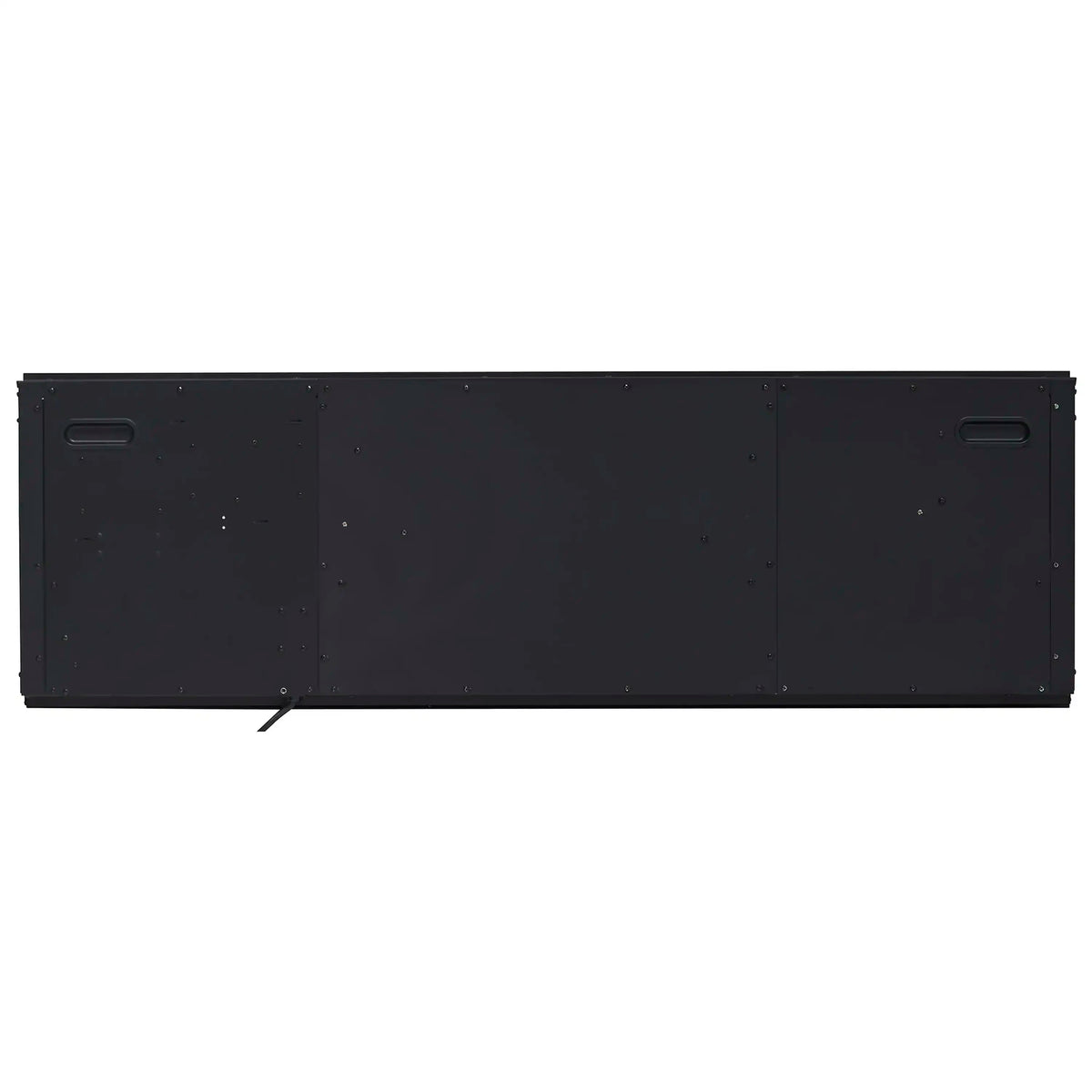 Built-in linear electric fireplace front panel, dark finish with recessed controls