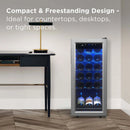 TCL 18 Bottle 1.8 Cu. Ft. Wine Cooler, Low Noise Operation, Digital Controls, LED Lighting, Glass Doors, Freestanding (TRW18F6AS)