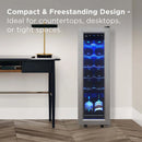 TCL 12 Bottle 1.24 Cu. Ft. Wine Cooler, Low Noise Operation, Digital Controls, LED Lighting, Glass Doors, Freestanding (TRW12F6AS)