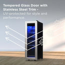 TCL 12 Bottle 1.24 Cu. Ft. Wine Cooler, Low Noise Operation, Digital Controls, LED Lighting, Glass Doors, Freestanding (TRW12F6AS)