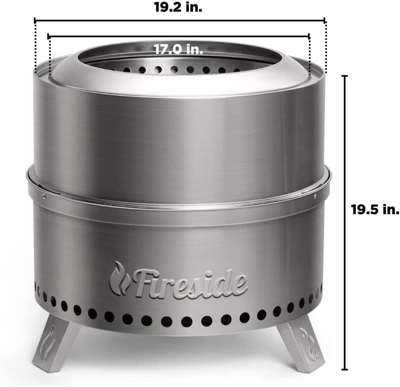 TURBRO Pluto R19-SS Smokeless Outdoor Fire Pit in Stainless Steel (707-FP-R19SS)