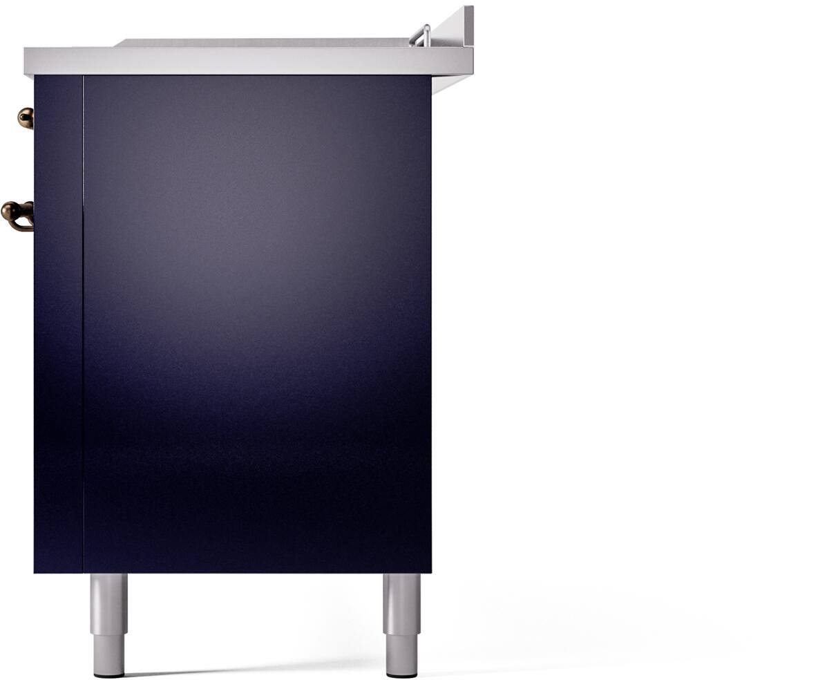 Midnight blue range back panel with stainless feet and side mounting knobs
