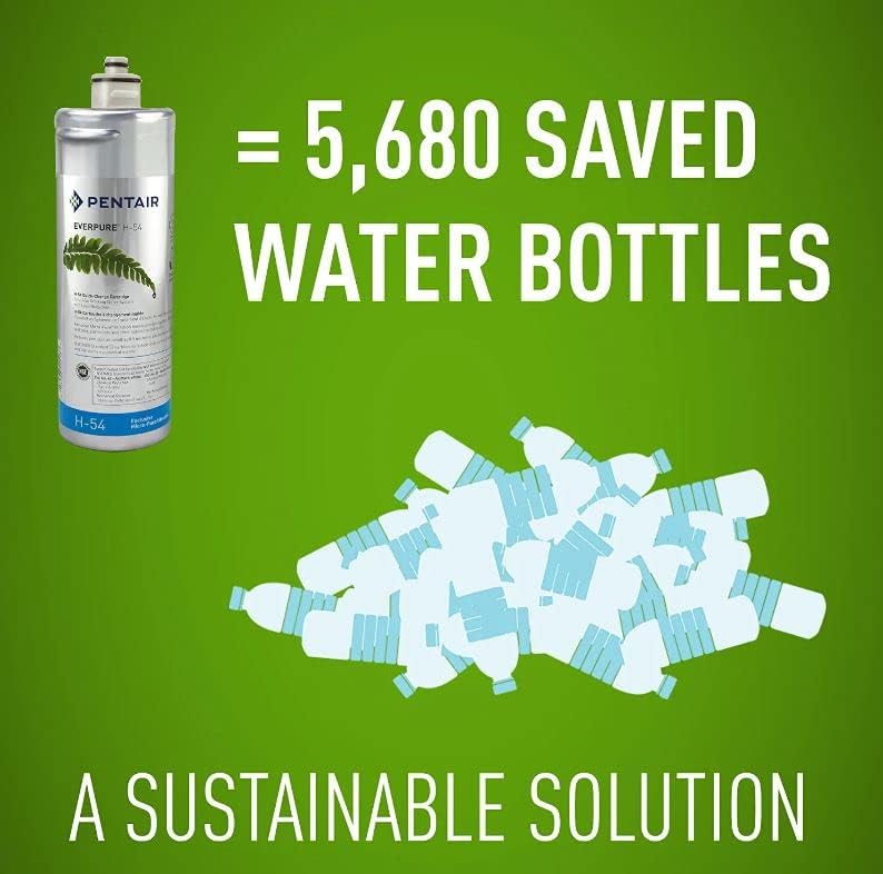 Pentair Everpure H-54 filter cartridge with water savings promotional graphic