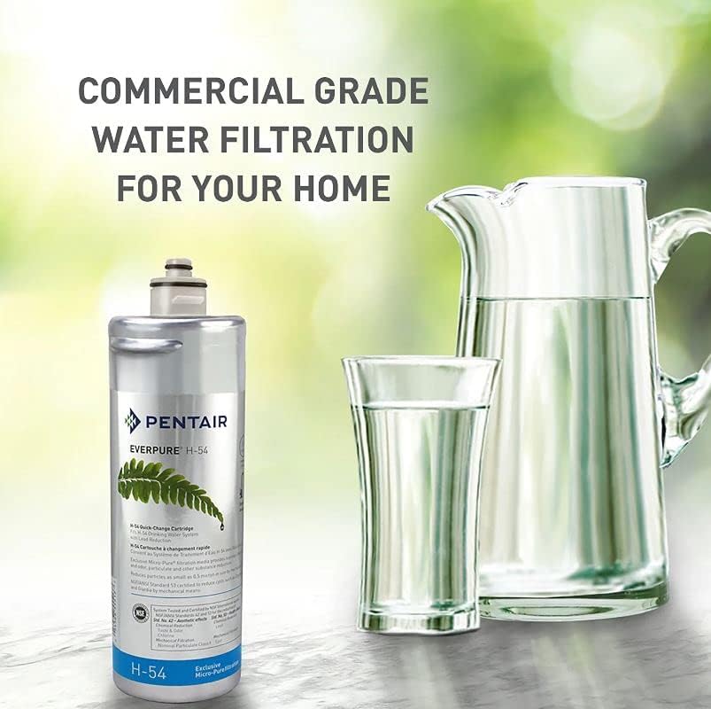 Pentair Everpure H-54 filter cartridge with glass pitcher and tumbler