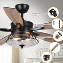 Parrot Uncle 52-Inch Antone Industrial Downrod Mount Reversible Ceiling Fan with Lighting and Remote Control (F6311Q110V)
