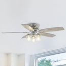 Parrot Uncle 52-Inch Bangatore Traditional Chrome Flush Mount Reversible Ceiling Fan with Lighting and Remote Control (F6291QQ110V)