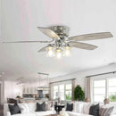 Parrot Uncle 52-Inch Bangatore Traditional Chrome Flush Mount Reversible Ceiling Fan with Lighting and Remote Control (F6291QQ110V)