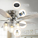 Parrot Uncle 52-Inch Bangatore Traditional Chrome Flush Mount Reversible Ceiling Fan with Lighting and Remote Control (F6291QQ110V)