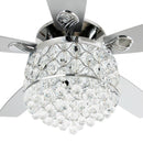 Parrot Uncle 52-Inch Berkshire Modern Downrod Mount Reversible Crystal Ceiling Fan with Lighting and Remote Control