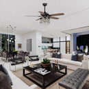 Parrot Uncle 52-Inch Berkshire Modern Downrod Mount Reversible Crystal Ceiling Fan with Lighting and Remote Control