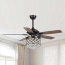 Parrot Uncle 52-Inch Berkshire Modern Downrod Mount Reversible Crystal Ceiling Fan with Lighting and Remote Control