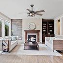 Parrot Uncle 52-Inch Coimbatore Farmhouse Downrod Mount Reversible Ceiling Fan with Lighting and Remote Control (F6331110V)