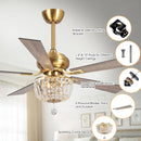 Parrot Uncle 52-Inch Ganga Modern Downrod Mount Reversible Crystal Ceiling Fan with Lighting and Remote Control