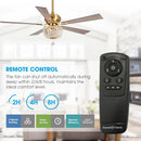 Parrot Uncle 52-Inch Ganga Modern Downrod Mount Reversible Crystal Ceiling Fan with Lighting and Remote Control