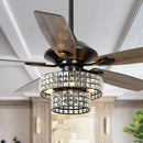 Parrot Uncle 52-Inch Howell Modern Downrod Mount Reversible Crystal Ceiling Fan with Lighting and Remote Control